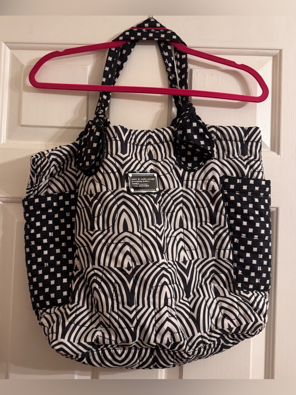 Marc Jacobs Black and White Quilted Pattern Tote